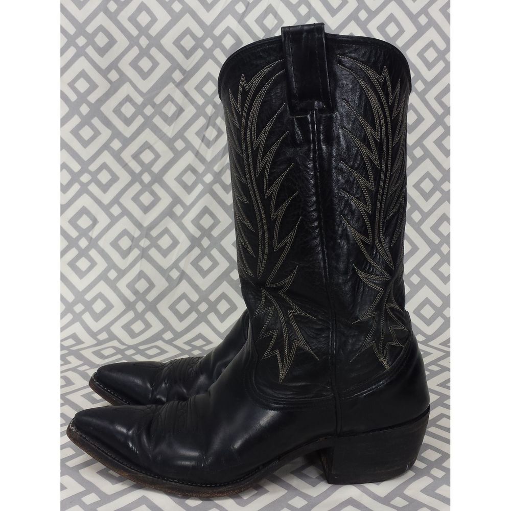 Vtg Nocona Black Leather Western Boots #3277 8.5D - Picture 5 of 13
